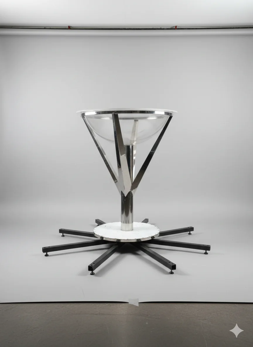 Giant acrylic martini glass prop for circus acts, stage performances, and corporate events, manufactured by Red Circle Shop